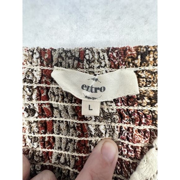 Entro Dress Womens Large Mini Shift Boho Bell Sleeve Mixed Media - Picture 2 of 11